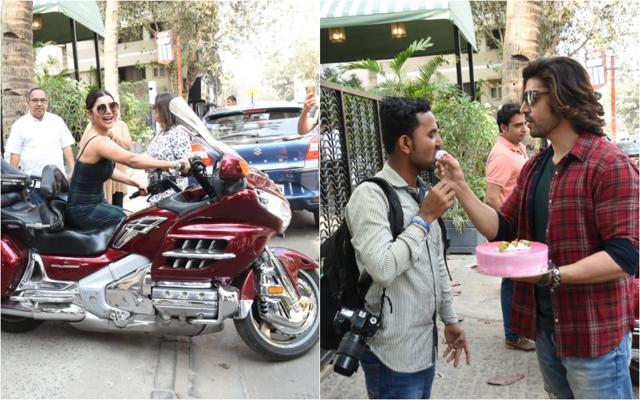 Gurmeet Choudhary and Debina Bonnerjee with their new bike. (Varinder Chawla) Gurmeet Choudhary and Debina Bonnerjee with their new bike. (Varinder Chawla)