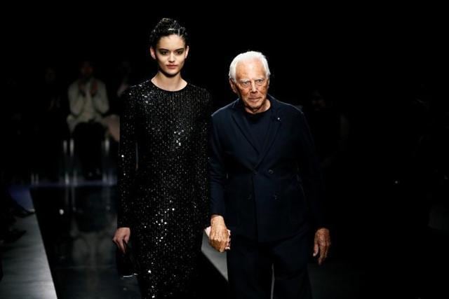 Giorgio Armani presents a ‘Rhapsody in Blue’ at Milan Fashion Week ...