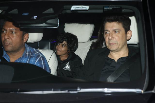 Madhuri Dixit’s younger son Raayan and husband Sriram Nene Arin arrive at the screening of Total Dhamaal. (Varinder Chawla) Madhuri Dixit’s younger son Raayan and husband Sriram Nene Arin arrive at the screening of Total Dhamaal. (Varinder Chawla)