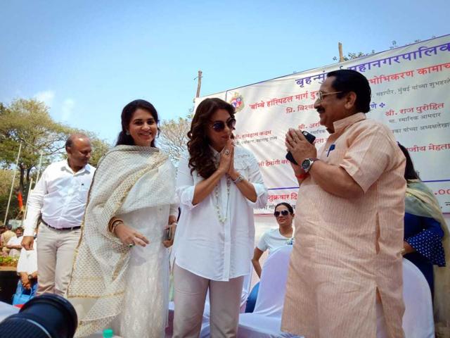 (From left) Shaina NC, Juhi Chawla and Raj Purohit. (From left) Shaina NC, Juhi Chawla and Raj Purohit.