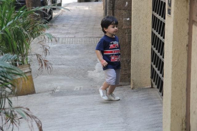Taimur walks towards his residence gate. (Varinder Chawla) Taimur walks towards his residence gate. (Varinder Chawla)