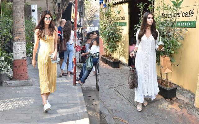 Kriti Sanon and Tara Sutaria spotted at different restaurants. (Varinder Chawla) Kriti Sanon and Tara Sutaria spotted at different restaurants. (Varinder Chawla)