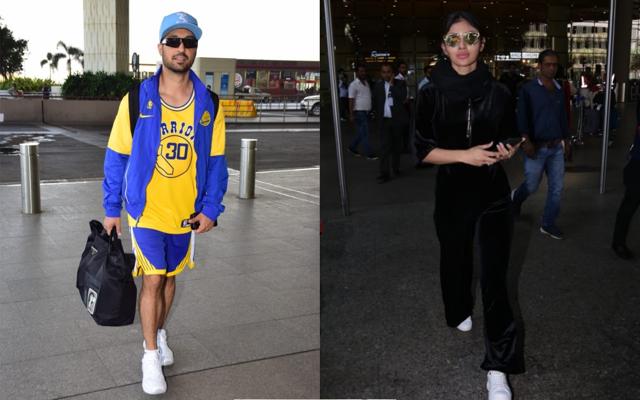 Diljit Dosanjh and Mouni Roy spotted at the airport. (Varinder Chawla) Diljit Dosanjh and Mouni Roy spotted at the airport. (Varinder Chawla)