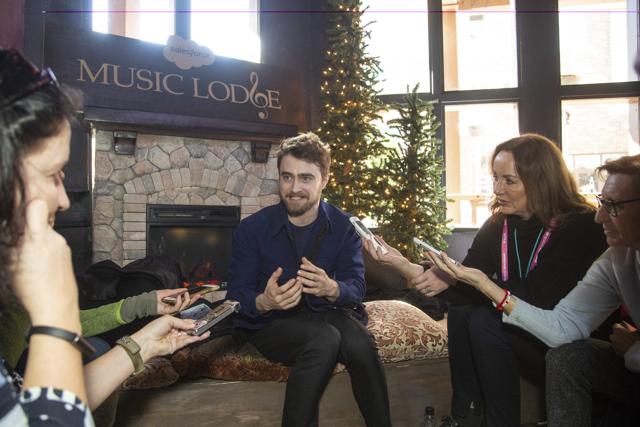 Daniel Radcliffe at a fireside interview at the Salesforce Music Lodge during the Sundance Film Festival. (Miles Mortensen/Invision/AP) Daniel Radcliffe at a fireside interview at the Salesforce Music Lodge during the Sundance Film Festival. (Miles Mortensen/Invision/AP)