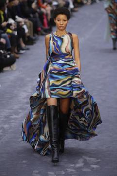A model wears a creation as part of the Roberto Cavalli women's Fall-Winter 2019-2020 collection, that was presented in Milan, Italy, Saturday, Feb.23, 2019. (AP Photo/Luca Bruno) (AP) A model wears a creation as part of the Roberto Cavalli women's Fall-Winter 2019-2020 collection, that was presented in Milan, Italy, Saturday, Feb.23, 2019. (AP Photo/Luca Bruno) (AP)