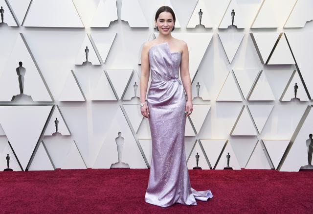Emilia Clarke arrives at the Oscars on Sunday. (Richard Shotwell/Invision/AP) Emilia Clarke arrives at the Oscars on Sunday. (Richard Shotwell/Invision/AP)