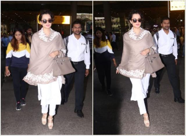 Kangana Ranaut at the airport. (Varinder Chawla)