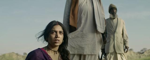 Bhumi Pednekar plays a desperately feisty woman on the run and holds her own strongly.