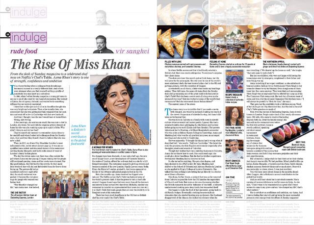 HT Brunch columnist Vir Sanghvi showered praise on Asma in his column Rude Food recently