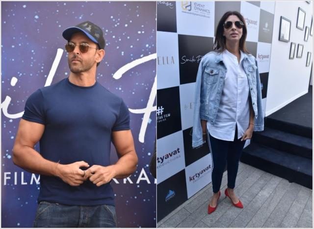 Hrithik Roshan and Shweta Bachchan Nanda at Vikram Fadnis’ event. (Varinder Chawla)