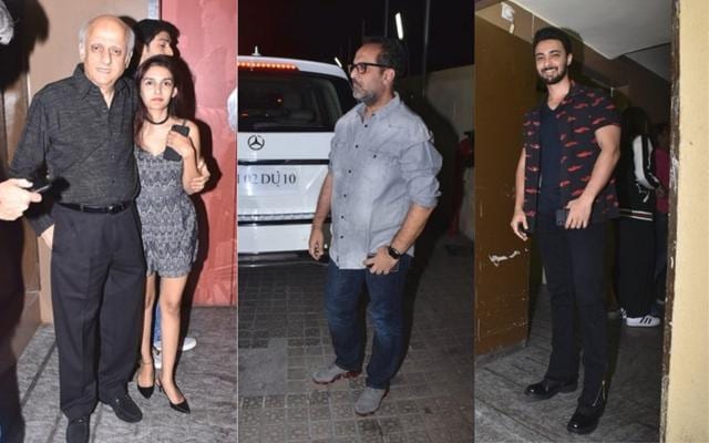 Mukesh Bhatt with daughter, Aanand L Rai and Aayush Sharma at Luka Chuppi screening in Mumbai (Varinder Chawla) Mukesh Bhatt with daughter, Aanand L Rai and Aayush Sharma at Luka Chuppi screening in Mumbai (Varinder Chawla)