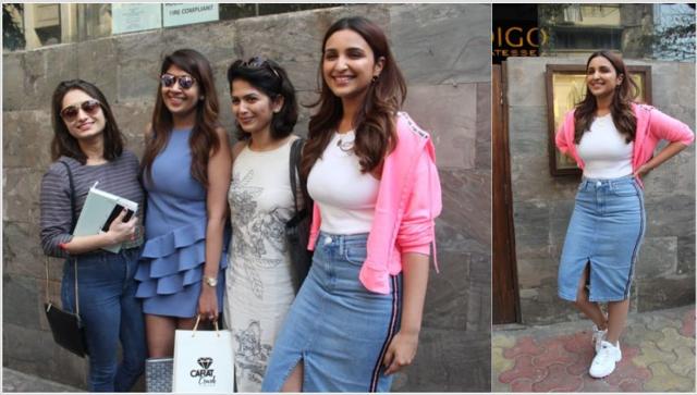 Parineeti Chopra with her friends at a restaurant. (Varinder Chawla)