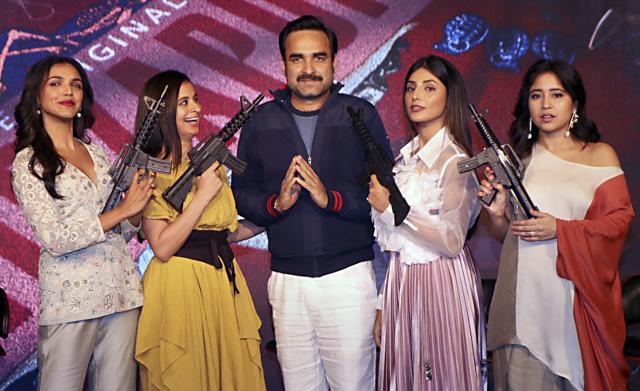 Shriya Pilgaonkar, Rasika Dugal, Pankaj Tripathi, Sheeba Chadha and Shweta Tripathi of Mirzapur. (PTI) Shriya Pilgaonkar, Rasika Dugal, Pankaj Tripathi, Sheeba Chadha and Shweta Tripathi of Mirzapur. (PTI)
