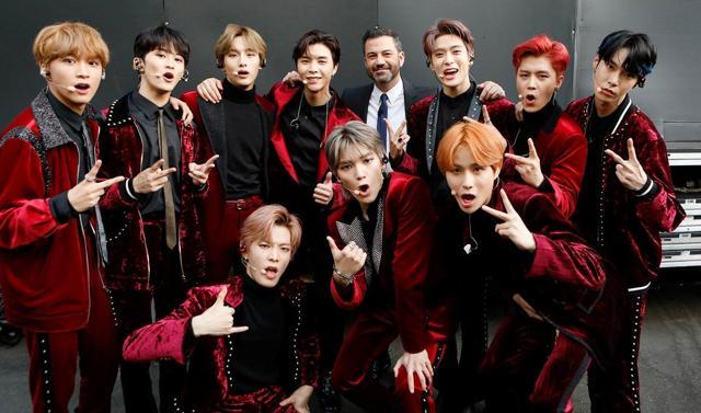 NCT 127 with Jimmy Kimmel on his popular show Jimmy Kimmel Live. (Twitter/JimmyKimmelLive)