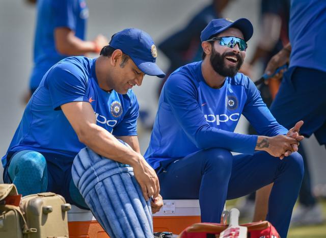 MS Dhoni and Ravindra Jadeja during a practice session ahead of the 2nd ODI. (PTI) MS Dhoni and Ravindra Jadeja during a practice session ahead of the 2nd ODI. (PTI)