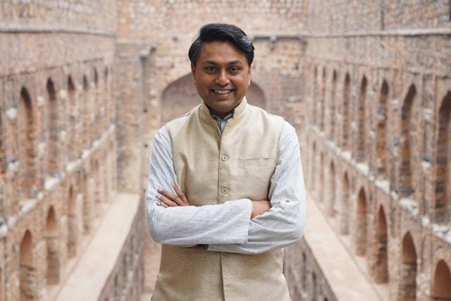 Anuraag Saxena — founder of India Pride Project — at Ugrasen ki Baoli, Hailey Road in Delhi. (Gokul VS/Hindustan Times)