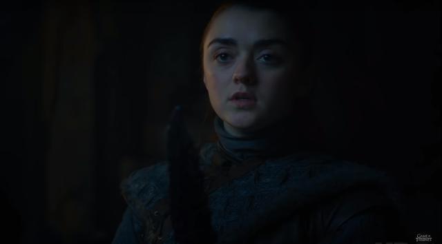 Arya is all prepared to fight. Arya is all prepared to fight.