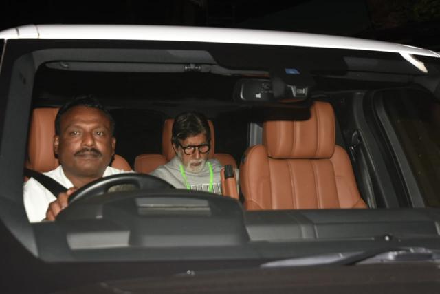 Amitabh Bachchan spotted in his car. (Varinder Chawla) Amitabh Bachchan spotted in his car. (Varinder Chawla)
