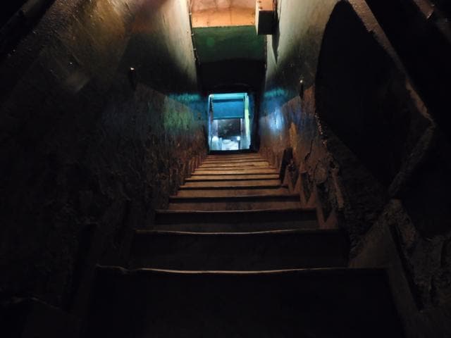 Staircase to one of the rooms at GB Road, Delhi, where mujra performances take place. (The Magical Lens)