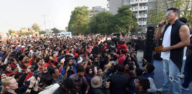 Bollywood actor Akshay Kumar during an event to mark International Women’s Day, in Lucknow. (PTI) Bollywood actor Akshay Kumar during an event to mark International Women’s Day, in Lucknow. (PTI)