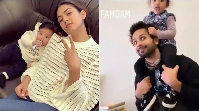 MIra Rajput and Shahid Kapoor with their children Zain and Misha.