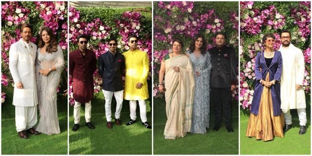 Shah Rukh Khan, Gauri Khan, Ranbir Kapoor, Ayan Mukherji, Karan Johar, Priyanka Chopra with family and Aamir Khan at the wedding. Shah Rukh Khan, Gauri Khan, Ranbir Kapoor, Ayan Mukherji, Karan Johar, Priyanka Chopra with family and Aamir Khan at the wedding.