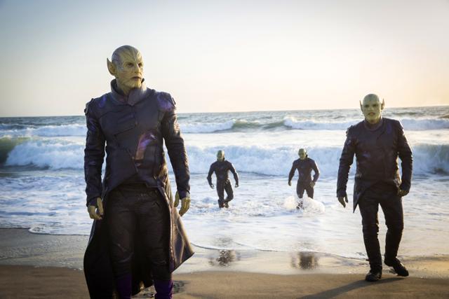 This image released by Disney-Marvel Studios shows Ben Mendelsohn, left, in a scene from Captain Marvel. (AP) This image released by Disney-Marvel Studios shows Ben Mendelsohn, left, in a scene from Captain Marvel. (AP)