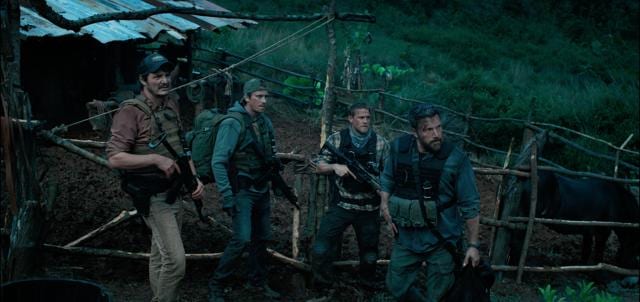 Pedro Pascal, Garrett Hedlund, Charlie Hunnam, and Ben Affleck in a still from Triple Frontier. (Courtesy of Netflix) Pedro Pascal, Garrett Hedlund, Charlie Hunnam, and Ben Affleck in a still from Triple Frontier. (Courtesy of Netflix)