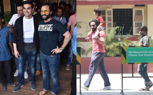 Saif Ali Khan with Arbaaz Khan and Taimur in Mumbai. (Varinder Chawla) Saif Ali Khan with Arbaaz Khan and Taimur in Mumbai. (Varinder Chawla)
