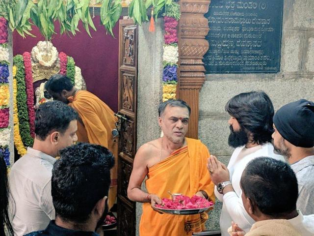 The team of KGF: Chapter 2 take part in a pooja for the film. The team of KGF: Chapter 2 take part in a pooja for the film.