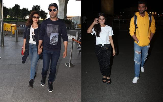 Rajkummar Rao with Patralekhaa and Notebook actors Pranutan Bahl and Zaheer Iqbal spotted at Mumbai airport. (Varinder Chawla)