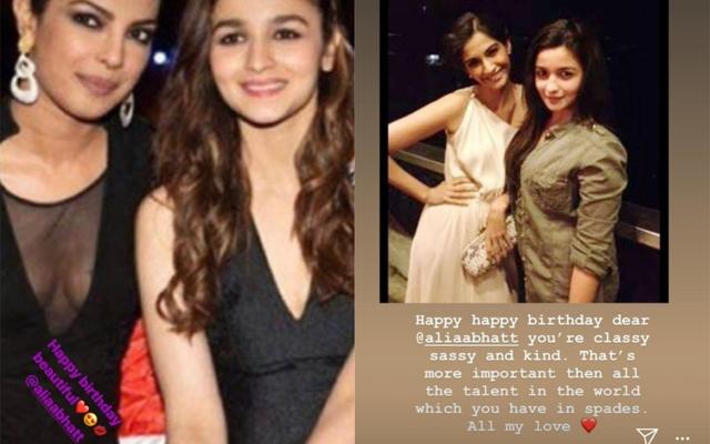 Priyanka Chopra and Sonam Kapoor shared birthday messages for Alia Bhatt in their Instagram stories. Priyanka Chopra and Sonam Kapoor shared birthday messages for Alia Bhatt in their Instagram stories.