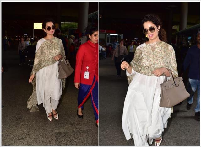 Kangana Ranaut at the airport. (Varidner Chawla)