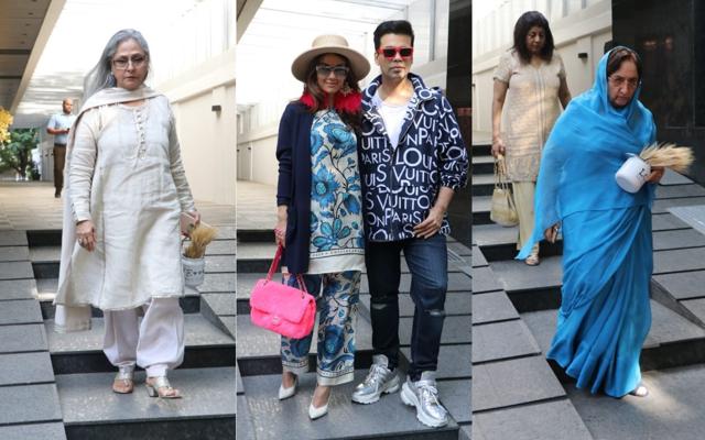 Jaya Bachchan, Natasha Poonawalla with Karan Johar, Nila Devi at Hiroo Johar’s birthday bash. (Varinder Chawla)