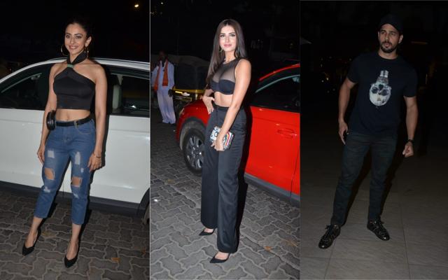 Rakul Preet Singh, Tara Sutaria and Sidharth Malhotra at the Marjaavaan bash. (Varinder Chawla) Rakul Preet Singh, Tara Sutaria and Sidharth Malhotra at the Marjaavaan bash. (Varinder Chawla)