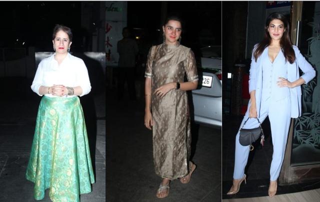 Guneet Monga, Shruti Seth and Jacqueline Fernandez at the party. (Varinder Chawla)