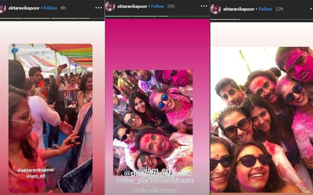 Ekta Kapoor shared these pictures from her Holi party on her Instagram. Ekta Kapoor shared these pictures from her Holi party on her Instagram.