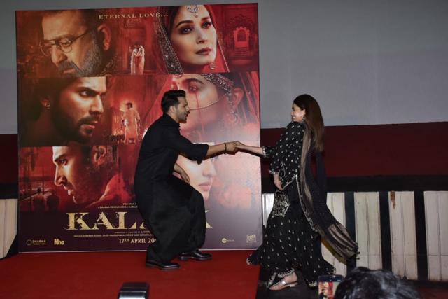 Varun Dhawan and Alia Bhatt dance together at the launch of Kalank song First Class. Varun Dhawan and Alia Bhatt dance together at the launch of Kalank song First Class.