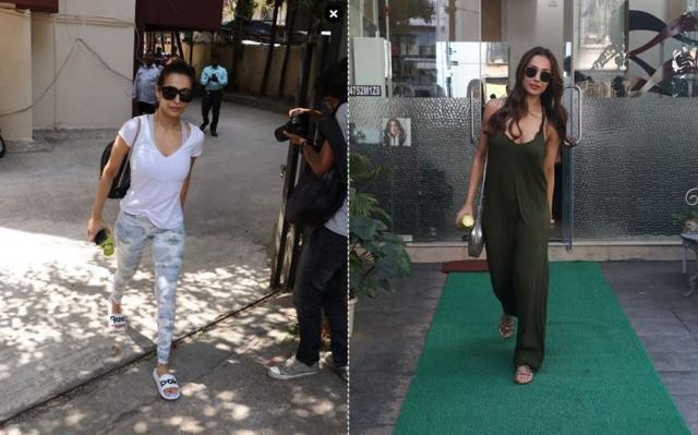 Malaika Arora post her gym session and at a salon on Friday. (Varinder Chawla)