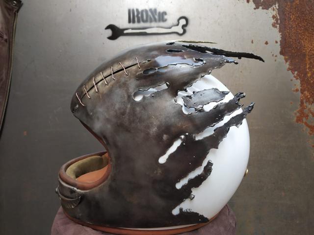 Some helmets take on a sculptural quality at the show. (Courtesy Moto Art Show)