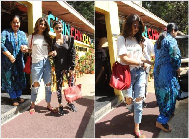 Shilpa Shetty with her sister and mother.