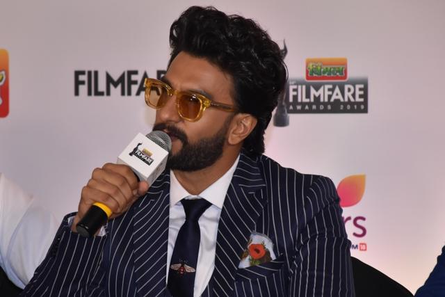 Ranveer Singh addresses a press conference regarding Vimal Filmfare Awards 2019 in Mumbai on March 11, 2019. (IANS) Ranveer Singh addresses a press conference regarding Vimal Filmfare Awards 2019 in Mumbai on March 11, 2019. (IANS)