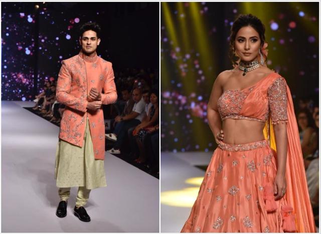 Priyank Sharma and Hina Khan at a fashion show. (Varinder Chawla)