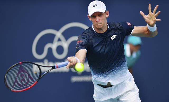Kevin Anderson, of South Africa, returns a volley to Jaume Lunar, of Spain. (AP) Kevin Anderson, of South Africa, returns a volley to Jaume Lunar, of Spain. (AP)