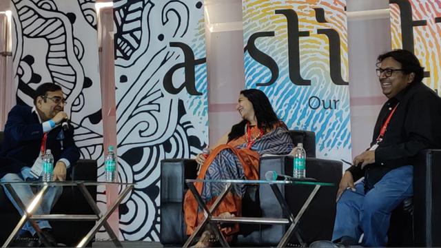 Dr.Mukesh Batra (extreme left) and author Ashwin Sanghi (extreme right) at the Bangalore Lit Fest. (Dr.Batra’s) Dr.Mukesh Batra (extreme left) and author Ashwin Sanghi (extreme right) at the Bangalore Lit Fest. (Dr.Batra’s)