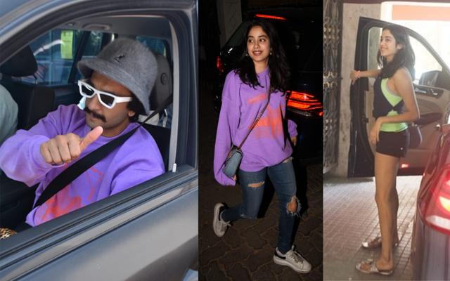 Ranveer Singh and Janhvi Kapoor were seen in similar sweatshirts. Janhvi (right) outside the gym on Tuesday. (Varinder Chawla)