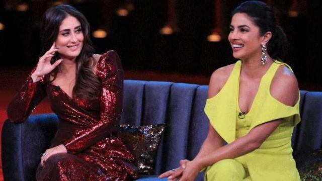 Priyanka Chopra with Kareena Kapoor on Koffee With Karan. Priyanka Chopra with Kareena Kapoor on Koffee With Karan.
