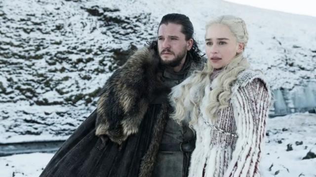 Jon Snow with Daenerys Targaryen.