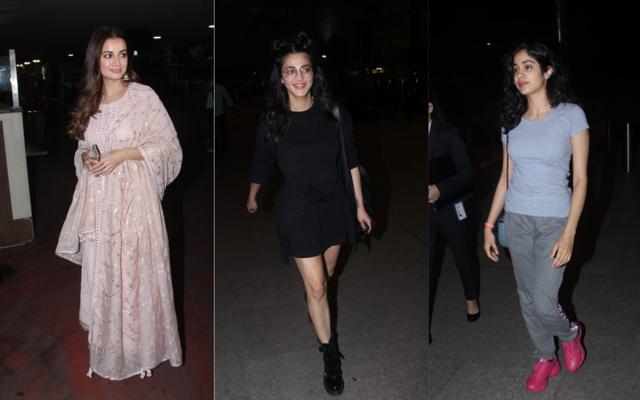 Dia Mirza, Shraddha Kapoor and Janhvi Kapoor spotted at the airport. (Varinder Chawla) Dia Mirza, Shraddha Kapoor and Janhvi Kapoor spotted at the airport. (Varinder Chawla)