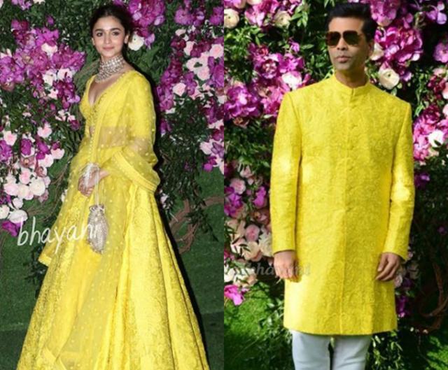 The mentor-student duo chose bright yellow Sabyasachi outfits which apparently were ‘cut from the same cloth.’ (Viral Bhayani/Instagram)